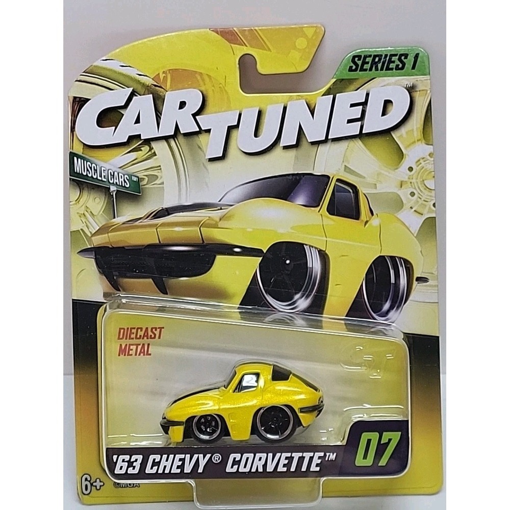 Car Tuned '63 Chevy Corvette Yellow Series 1  #07 Muscle Cars Diecast NIB Toy‎